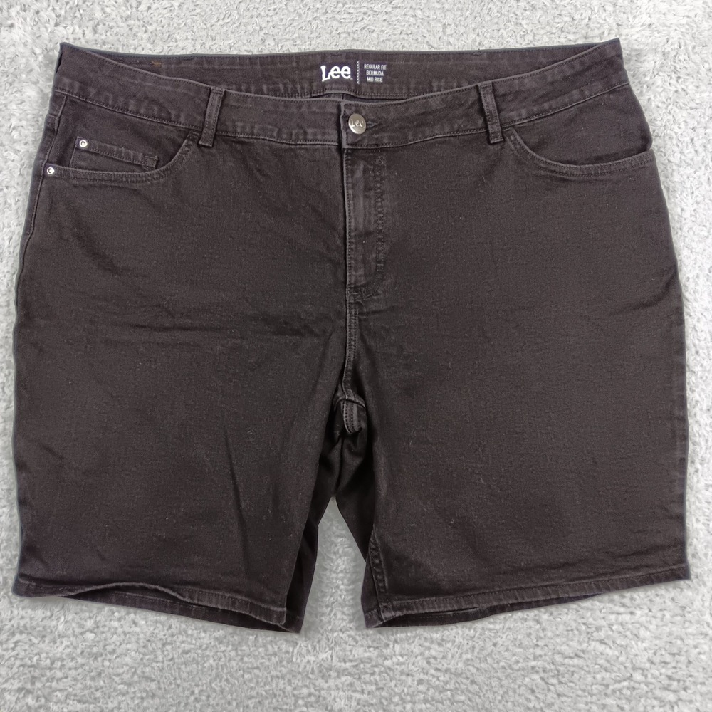 Lee Bermuda Shorts Womens 26W Black Regular Fit Mid Rise Stretch 112315560